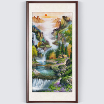 Cross-stitch 2020 new porch vertical landscape painting flowing water to make money landscape line embroidery 2021 their own hand-made embroidery