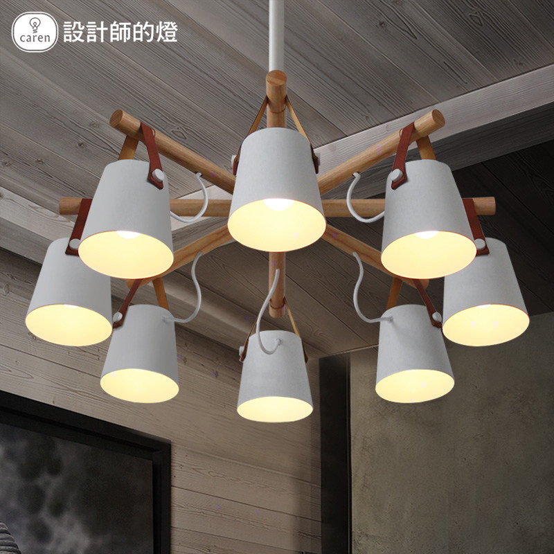 Designer Lights Nordic living room Lamps Creative Japanese Simple dining room Bedroom Study Log Belt chandelier