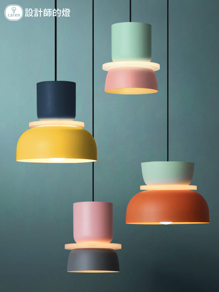 Designer Lights Simple Nordic Dining Room Lights Modern Bar Bedroom Warm Macaron Memphis Halo Chandelier