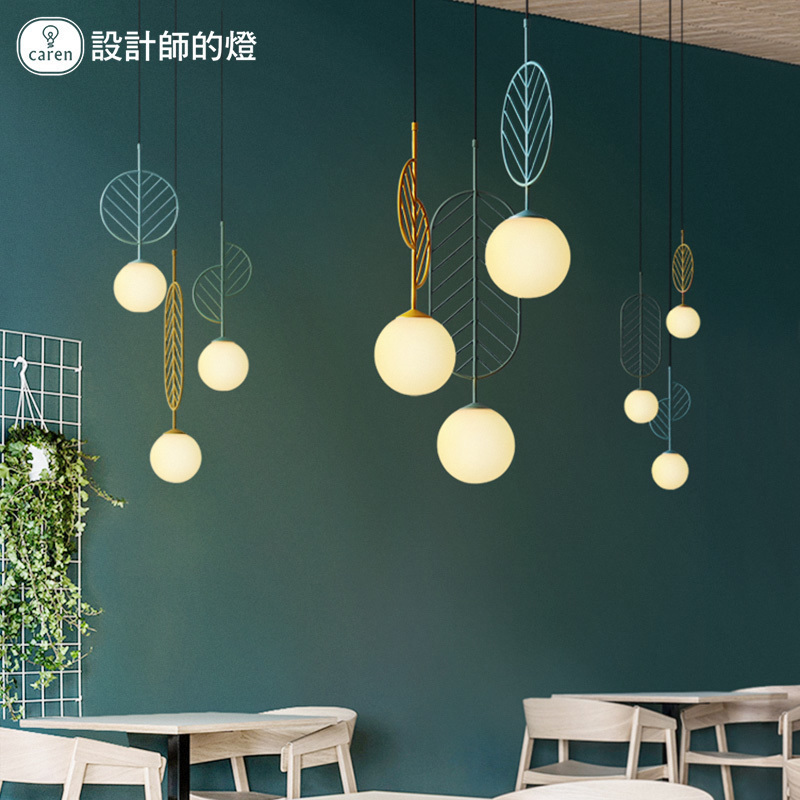 Designer's lamp Nordic Lamp minimalist modern bar cafe Café Creative Dining Room Light Macaron Leaf Chandeliers