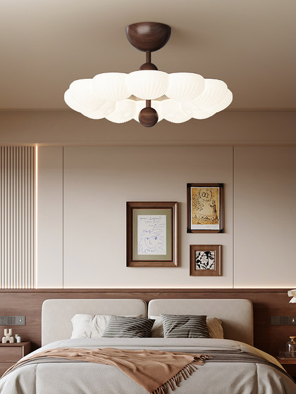 Bedroom Lamp, Modern Minimalist Ceiling Lamp, Retro Wabi-Sabi Style Walnut Wood Grain Dining Room Lamp, Master Bedroom Study Room New Lighting Fixtures