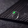 Natural A-grade jadeite ice green cabochon S925 silver inlaid ring for women, simple and versatile jewelry