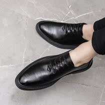 Fall Soft Leather Business Positive Dress Leather Shoes Man Genuine Leather Pointed Trend Inglent Lace Soft Bottom Deodorant Casual Work Shoes