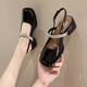 2022 new mid-heel high-heel Mary Jane shoes women's spring and summer thick-heeled single shoes word buckle strap Baotou sandals