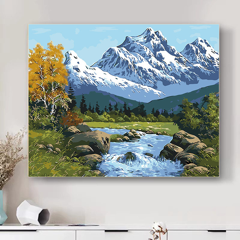 数字油画DIY，雪山冬景手绘入门指南🎨❄️-DIY-淘宝好物网