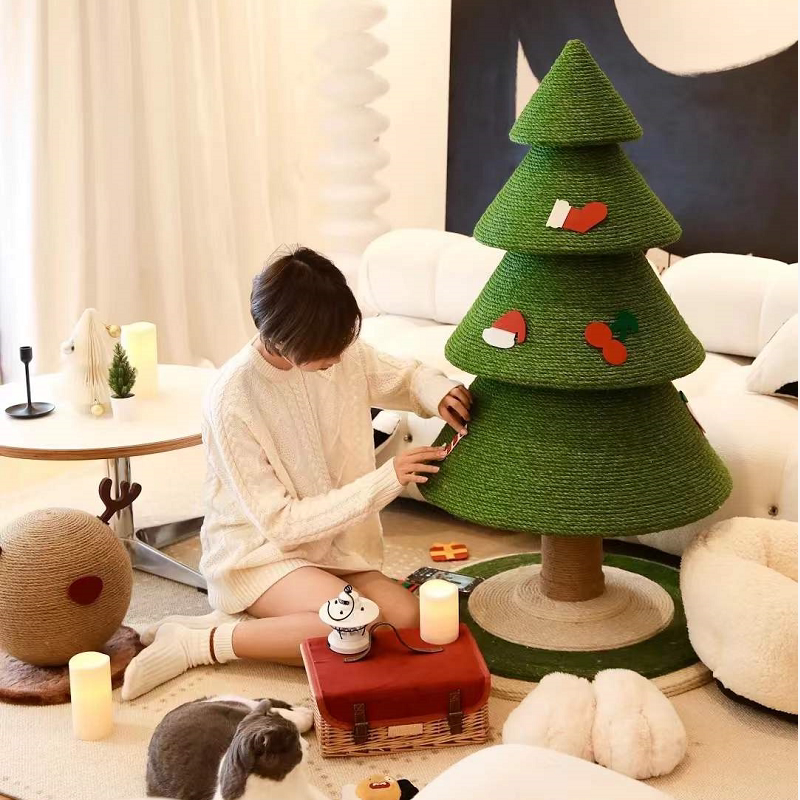 Uncaille Christmas Tree Pine Pine Tree Cat Climbing Cat Tree Grindle Cat Toy Cat Catch Board Cat Arrest Post Sisal Pet Supplies