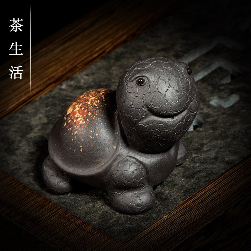 Tea pet decoration boutique purple sand can raise cute little turtle sculpture tea play tea tray home decoration gift gift