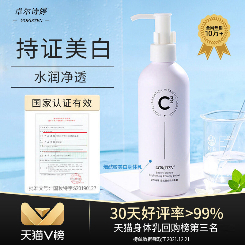 Zorshtin Niacinamide Whitening Body Lotion moisturizes, refreshes, leaves fragrance and rejuvenates the whole body available in the official flagship store