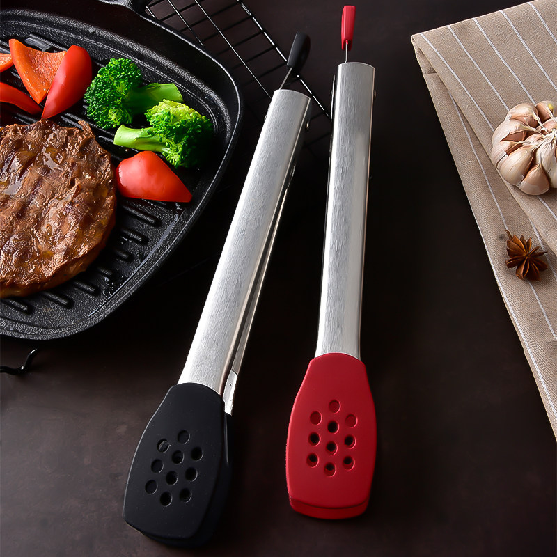 Silicone clip kitchen food clip 304 stainless steel steak clip barbecue meat high temperature silicone anti-scalding food clip