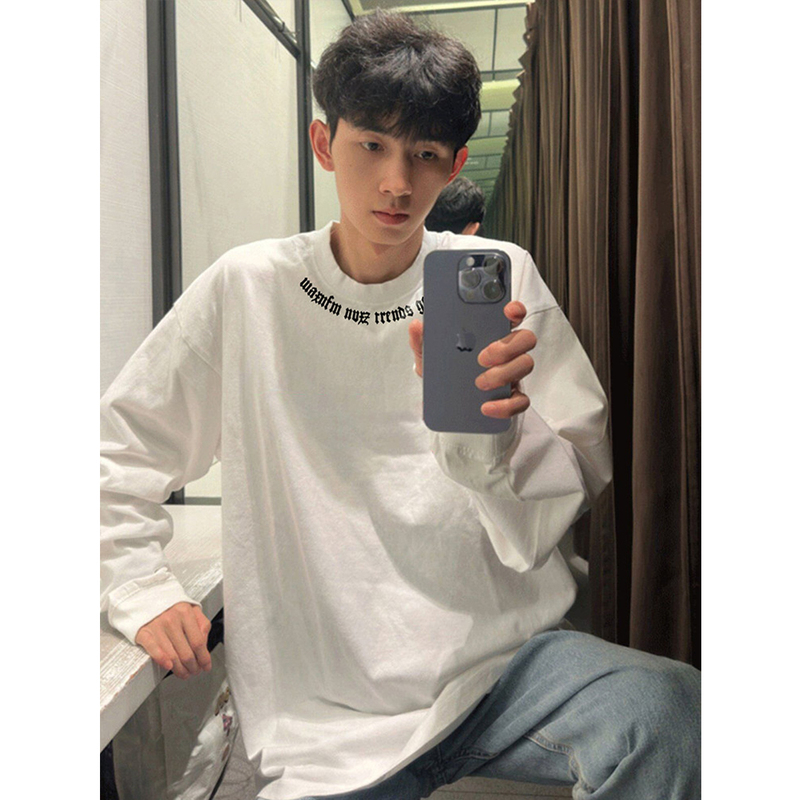 American-Style Trendy Brand Design Niche Heavyweight Pure Cotton Long-Sleeve T-Shirt for Men, Spring and Autumn ins Trendy Loose Base Shirt Top American-Style Trendy Brand Design Niche Heavyweight Pure Cotton Long-Sleeve T-Shirt for Men, Spring and Autumn ins Trendy Loose Base Shirt Top