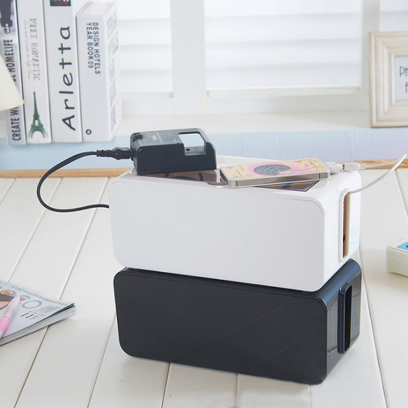 Japanese-style extension cord storage box Power cord finishing box Set management line box Plug storage box Desktop wire socket finishing