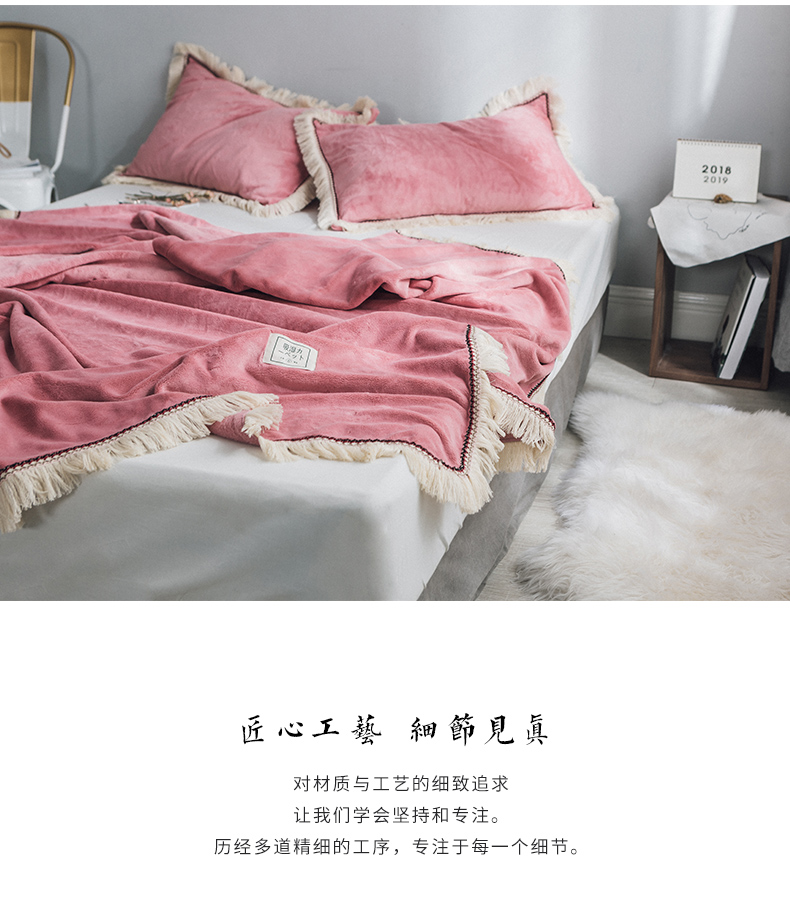 Net màu đỏ dày ẩm chăn Bắc Âu in chăn giải trí chăn in tua chăn sen lá chăn đơn thảm - Ném / Chăn chăn lông cừu nhân tạo