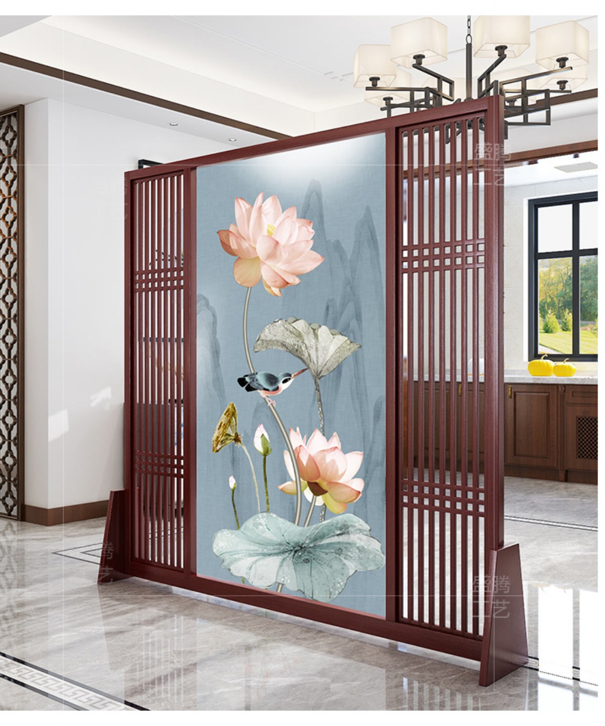 Hiện đại tối giản màn hình Trung Quốc vách ngăn hiên di chuyển phòng khách khách sạn phòng ngủ gỗ rắn hai mặt lưới màn hình - Màn hình / Cửa sổ bức bình phong đẹp