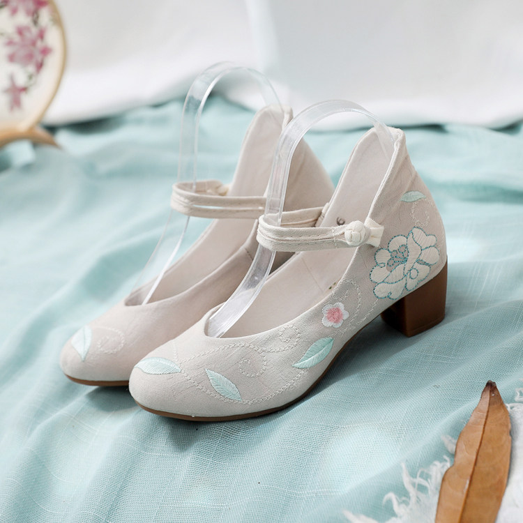 2023 springtime ethnic wind women's shoes with high heel and single shoes Old Beijing Bushoe Shoes Classical Qipao Shoes 