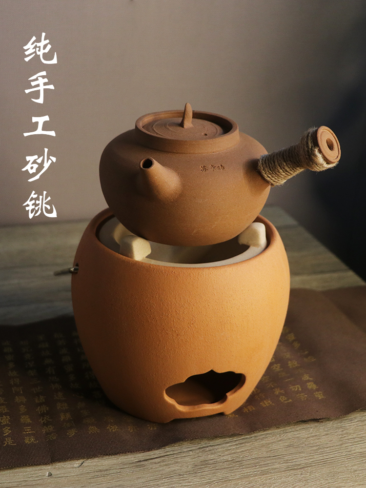 Su Zhangmu's hand-made sand pottery pot, jade book simmering kettle, charcoal stove, electric pottery stove, universal purple sand