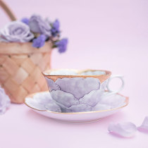 Japanese made Tian Yao Wenshan Kiln Ceramic Hand-painted Purple Phnom Penh Peony Mug Milk Coffee Cup Plate