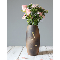 Japan imported Shinraku-yaki hand-made gold leaf flower ceramic Japanese-style flower living room desktop opening porch home vase