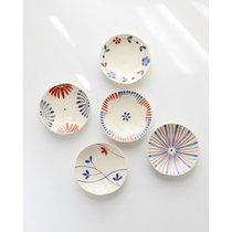 Japanese imported Seto-yaki ceramic tableware small plate Hand-painted underglaze color-dyed Nishiki Tokusa sushi pickle dip plate