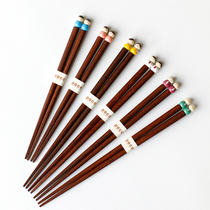  Japan imported natural solid wood household chopsticks Cute Christmas onigiri family mom and dad children chopsticks