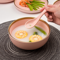 Nordic light luxury tableware ins simple style dishes set home 2 people couple combination gold Penh rice bowl ceramic bowl
