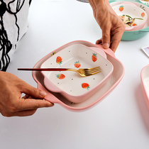 One person eating fruit baking tray double ears rectangular household microwave lasagna baking special Nordic baked rice bowl Small