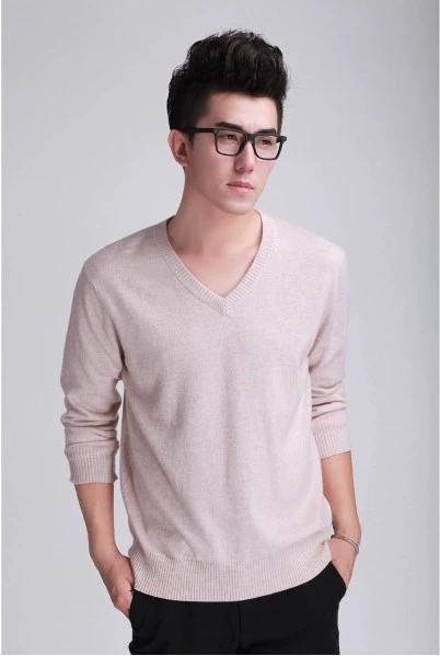 Mùa thu và mùa đông nam mới ấm áp áo len cashmere cổ chữ V len len đáy áo len dệt kim giản dị áo len dài tay - Áo len Cashmere