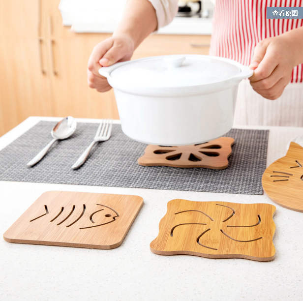 Creative wooden meal mat heat insulation mat custom logo kitchen table mat anti-scalding plate mat bowl mat coaster pad