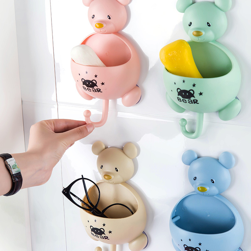 Makeup Room Soap Perfumed Soap Case Cute Suction Cups Shelve Free Suction Cups Custom Leachate Small Bear Wall-mounted Soap