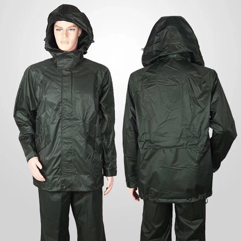 Green Split Raincoat and Rain Pants Set, Unisex, Motorcycle Riding, Single-Person Outdoor Waterproof Poncho