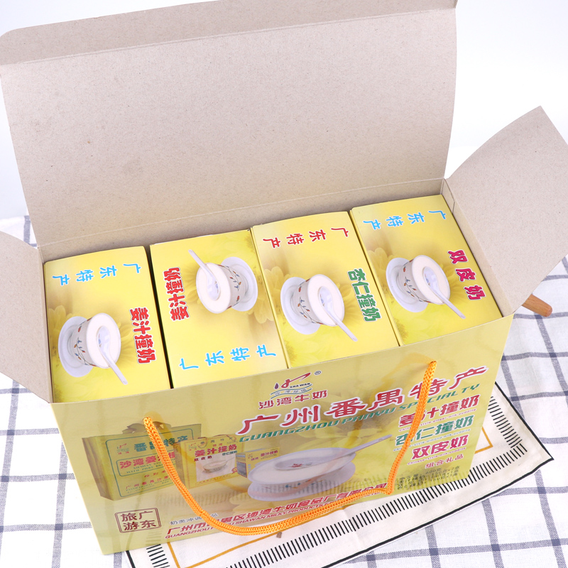 Guangzhou Panyu Shawan Jiang juice Crashed Milk Gift Box 600g Double leather Milk Almond Milk Hand Letter Breakfast for a large gift bag 