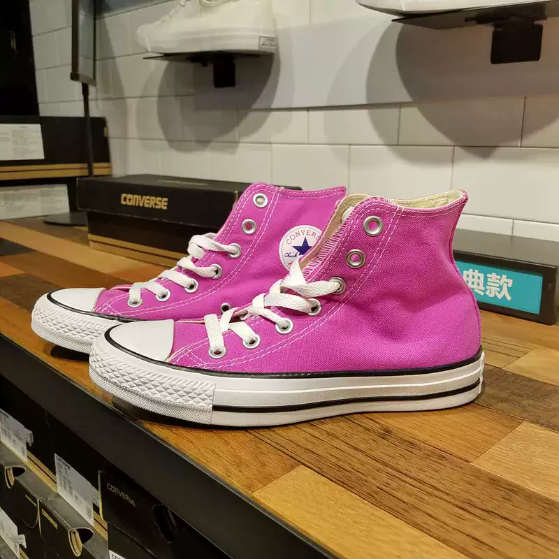 Kẻ xấu mua sắm Converse / Converse ALL STAR Giày vải cao màu hồng Giày nữ bình thường 159673C giày thể thao juno