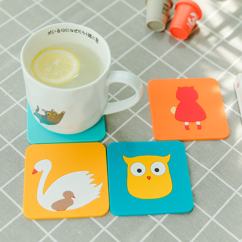 Peach Currant Cute Mark Cup Thermal Insulation Mat Anti-Burn Creativity Home Cute Cartoon Water Cup Cushion Heat Resistant Tea Cup Mat