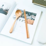 Японские палочки для еды, ложка, портативный комплект, деревянная коробка для хранения, посуда для школьников, простой и элегантный дизайн
