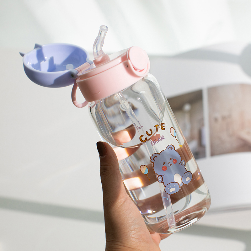 Summer water cup girl cute girl straw cup network red cup high value glass glass adult heat resistance and leakage proof students