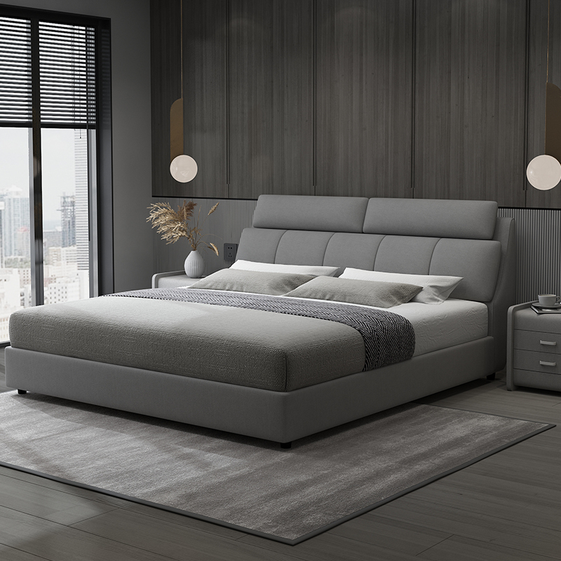 Cotton and Linen Fabric Bed, Simple and Modern Scandinavian Popular Bed, Accessible Luxury Home Bed, Double Bed, Master Bedroom 2m X 2.2m Cotton and Linen Fabric Bed, Simple and Modern Scandinavian Popular Bed, Accessible Luxury Home Bed, Double Bed, Master Bedroom 2m X 2.2m