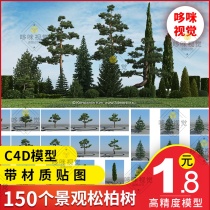 c4d engineering model material tree arbor landscape pine cypress wild pastoral forest tree jungle forest green