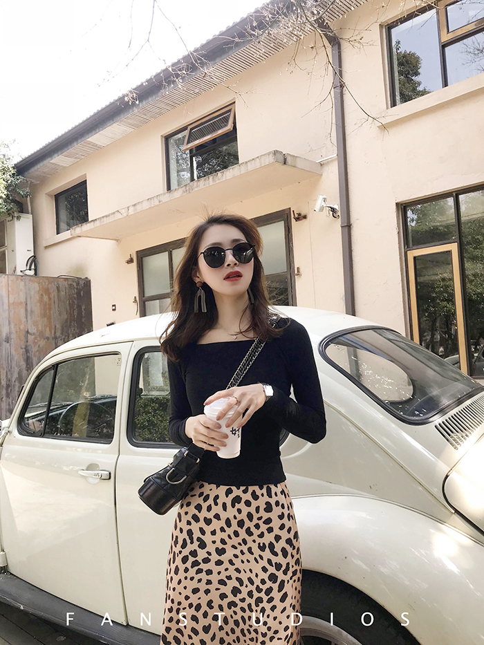 FAN 2019 xuân hè mới in gió hợp thời trang họa tiết da báo điểm sóng - Váy chân váy xẻ tà dáng dài