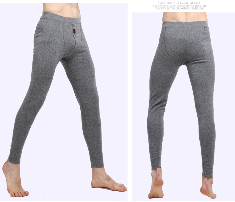 Quần nam với Kneepads Cotton Học sinh tuổi teen Đồ lót ấm dài Kneepad Dày không cộng với nhung mùa thu quần thun ôm