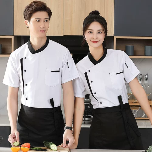 Высокий шеф -повар Работа для рабочей одежды короткая -дышащий мужской отель кухонный торт