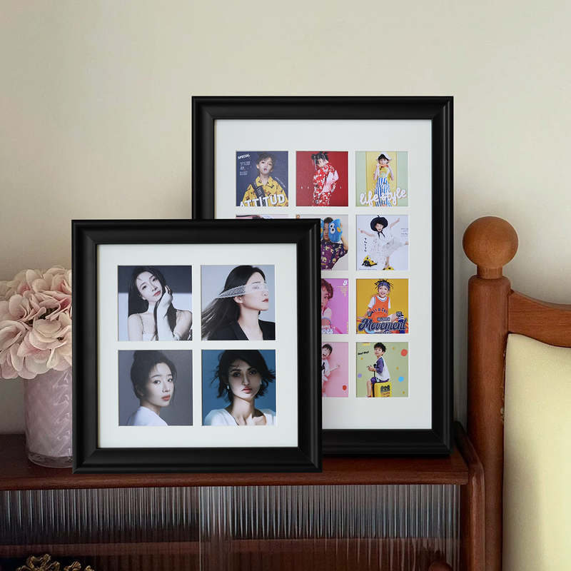 Nine-Grid Photo Frame Solid Wood Black 12/48/9 Grid Children's Portrait Photo Couple Birthday Wedding Travel Photo Frame