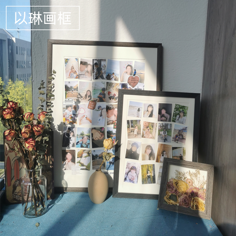 Yilin Picture Frame DIY Photo Frame with Grid Design 2inch 3inch Black Solid Wood Birthday Holiday Gift Yilin Picture Frame DIY Photo Frame with Grid Design 2inch 3inch Black Solid Wood Birthday Holiday Gift