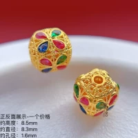 18K-458 Квадратные бусины четырехлистного клевера из 18-каратного золота