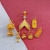 925 старинных французских серебряных позолоченных аксессуаров, все ваши желания сбываются, кулон, пробуждение льва, маленький Будда, кулон в виде слитка рыбьего хвоста своими руками