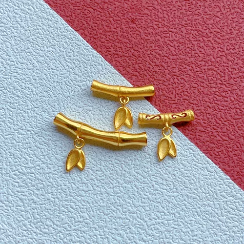 S925, золотые бамбуковые аксессуары, изогнутая трубка, инкрустация камня, браслет из бисера ручной работы, DIY