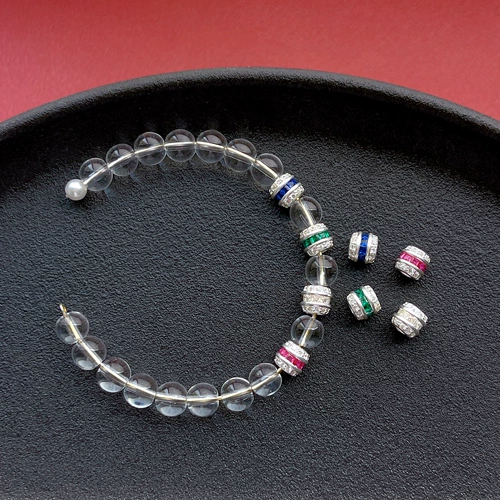 Аксессуар, браслет из кварца, кварц, браслет с одной бусиной, бусины, серебро 925 пробы, микроинкрустация, DIY