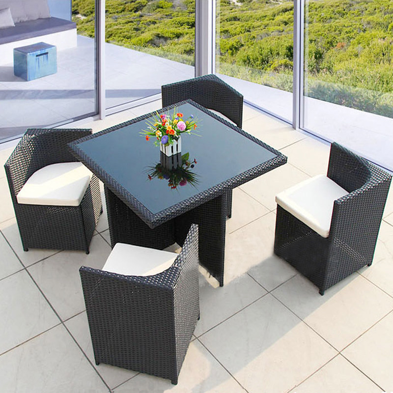 Outdoor rattan creative furniture rattan chair tea table five-piece balcony courtyard coffee bar outdoor leisure dining table and chair