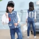 Áo vest nữ denim cho bé gái 2018 phiên bản mới của Hàn Quốc vest mùa xuân và mùa thu công chúa mỏng phần vest bé gái áo khoác trẻ em hàng chuẩn