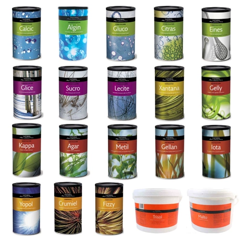 TEXTURAS Сырье для молекулярной кухни. Съедобные морские водоросли, порошок кальция и кальция. Каррагинан. Эмульгатор ксантановой камеди. Пузырьковый лецитин. Пищевой материал. Загущающая формула эмульгирования.