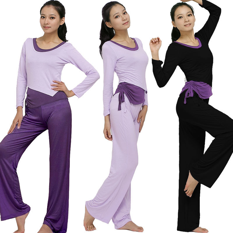 Modale Long Sleeve Yoga Suit Women's Fitness Suit Autumn Winter Two Wear Adjustable Chest Cushion Three Sets Price