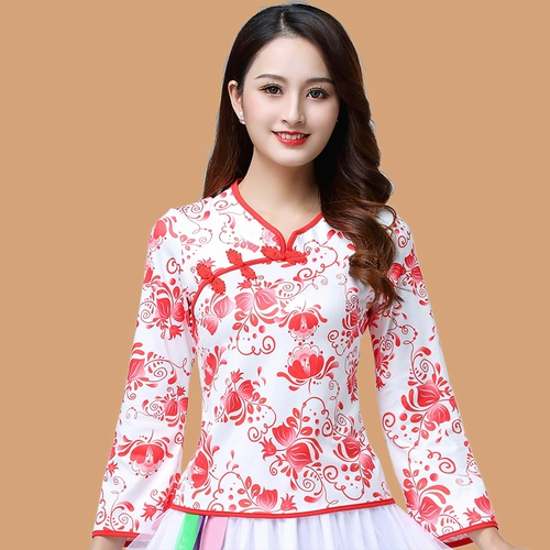 Сине-белый фарфоровый новый стиль этнический стиль квадратный танцевальный танце